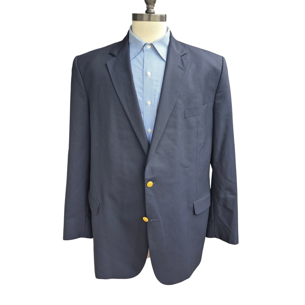 Brooks Brothers 1818 Madison Navy Blue Wool Blazer Loro Piana Gold Buttons 50XL